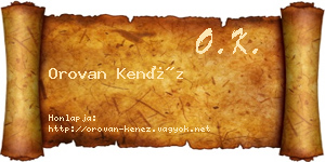 Orovan Kenéz névjegykártya